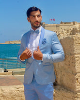 Abito taglio smoking  Glitterato celeste